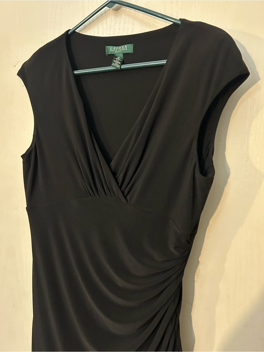 Ralph Lauren Black Sleeveless Faux-Wrap V-Neck Top